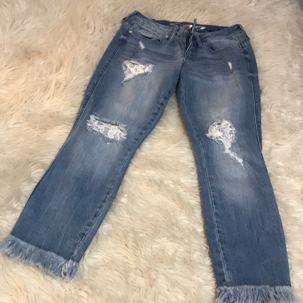 Seven 7 Skinny Distressed Fray Jeans - Picture 2 of 11